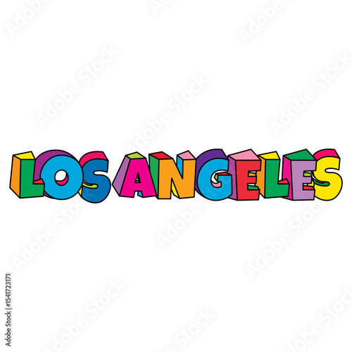 Los Angeles colorful text logo design vector illustration