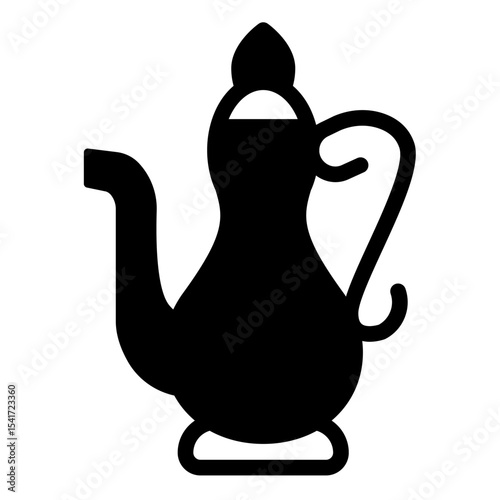 Ceramic jug solid icon, arabian desert concept. Vector graphics. Clay jug, pottery product sign on white background, style mobile or design.