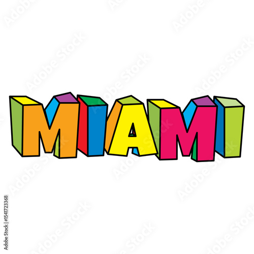 Miami colorful text logo design vector illustration