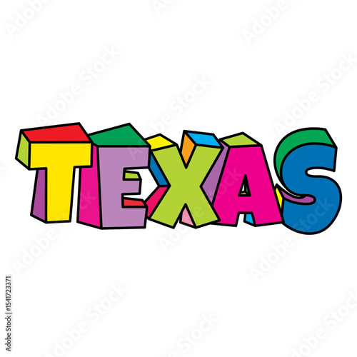 Texas colorful text logo design vector illustration