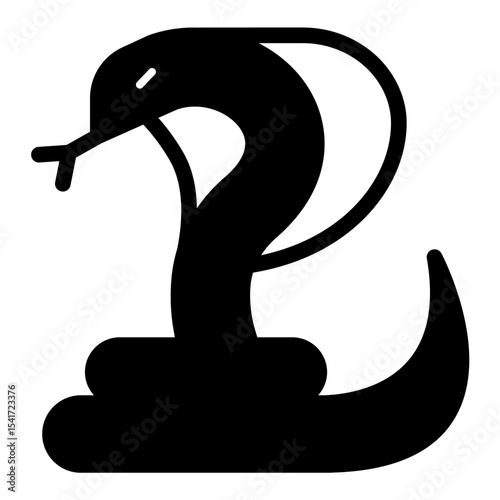 Cobra snake solid icon, arabian desert concept. Vector graphics. Desert poisonous snake, wild life sign on white background, style mobile or design.
