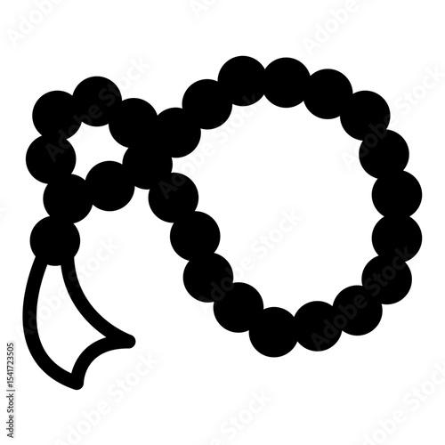 Rosary counting solid icon, arabian culture concept. Vector graphics. Prayer beads, accessory sign on white background, style mobile or design.