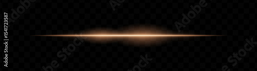Orange horizontal light beam with glowing core and smooth blur edges on transparent background. Ideal for sci-fi transitions, laser HUD elements, or futuristic glow effects.