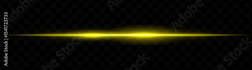 Yellow horizontal light beam with dual bright glows and soft blur on transparent background. Futuristic energy stripe ideal for sci-fi visuals, HUDs, or glowing tech overlays.