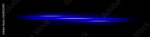 Triple blue light streaks with glowing blur and motion trail on black background. Dynamic horizontal laser beams ideal for speed effects, futuristic HUDs, or sci-fi overlays.