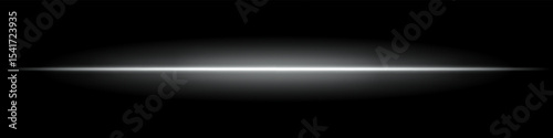 White horizontal light beam. Sharp glowing laser line with radiant fade on both sides over dark background. Great for sci-fi, energy visuals, light effects, or futuristic transitions.