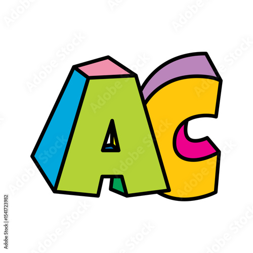 AC letter logo playful colorful vector