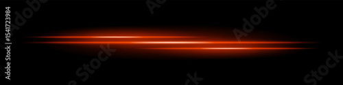Triple orange light streaks with glowing blur and motion trail on black background. Dynamic horizontal laser beams ideal for speed effects, futuristic HUDs, or sci-fi overlays.