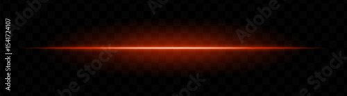 Orange horizontal light beam with soft glow and vibrant aura on transparent background. Futuristic laser stripe ideal for energy effects, sci-fi transitions, or glowing overlays.