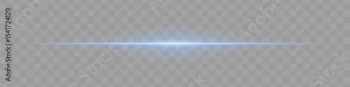 Neon blue horizontal light beam with soft edges and glowing aura on transparent background. A sleek energy pulse perfect for sci-fi UIs, HUDs, or digital light transitions.