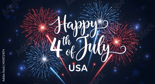 Happy 4th of July Fireworks Usa Celebration Image