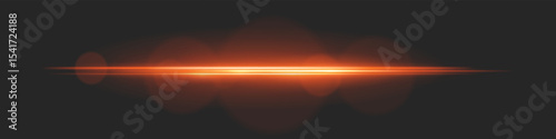 Horizontal light beam with intense glow and lens flare circles on black background. Ideal for cinematic transitions, sci-fi UI effects, or dramatic glowing overlays.