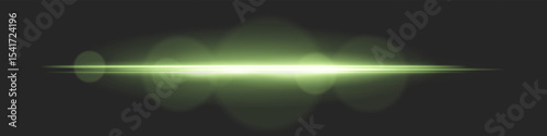 Horizontal light beam with intense glow and lens flare circles on black background. Ideal for cinematic transitions, sci-fi UI effects, or dramatic glowing overlays.