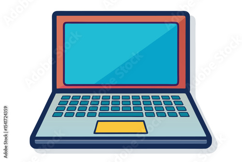 Colorful Laptop Illustration A Modern Device for Work or Leisure with Screen Keyboard and Touchpad, a Digital Age Technology