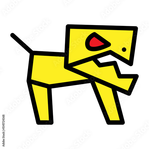 abstract geometric yellow dog cartoon icon vector