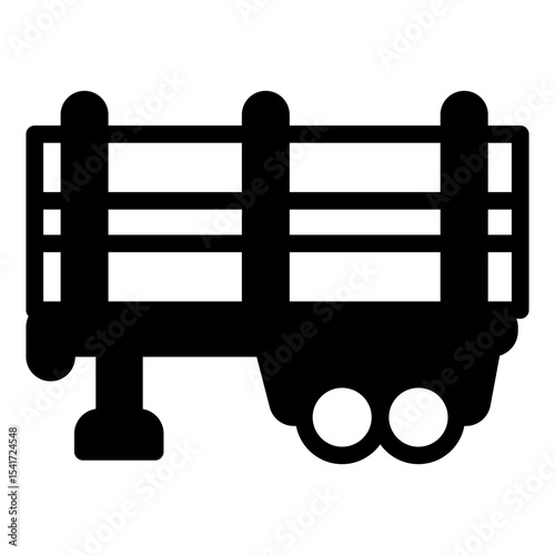 Trunk loaded semi trailer solid icon, forest industry concept. Vector graphics. Trailer with wood logs, transportation sign on white background, style mobile or design.