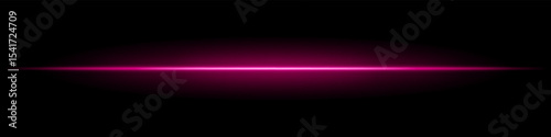 Pink horizontal light beam. Sharp glowing laser line with radiant fade on both sides over dark background. Great for sci-fi, energy visuals, light effects, or futuristic transitions.