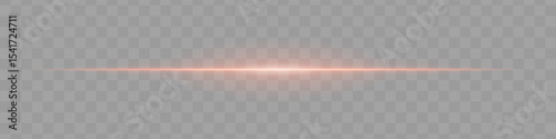 Neon orange horizontal light beam with soft edges and glowing aura on transparent background. A sleek energy pulse perfect for sci-fi UIs, HUDs, or digital light transitions.