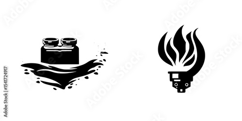 Black icons representing water and fire safety for emergency preparedness and response