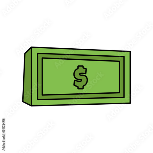  green dollar bill icon vector illustration