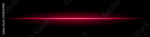 Red horizontal light beam. Sharp glowing laser line with radiant fade on both sides over dark background. Great for sci-fi, energy visuals, light effects, or futuristic transitions.