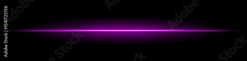 Pink horizontal light beam. Sharp glowing laser line with radiant fade on both sides over dark background. Great for sci-fi, energy visuals, light effects, or futuristic transitions.
