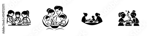 Family cooking together in a cheerful kitchen atmosphere, sharing moments and enjoying culinary activities