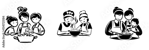 Cooking together in a cozy kitchen, enjoying family time and creating delicious meals with joy and laughter