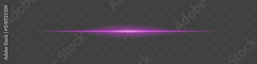 Pink light beam with sparkling dust particles on transparent background. Radiant horizontal flare evokes magic, luxury, and cinematic glow ideal for fantasy scenes or festive transitions.