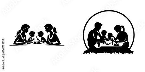 Family gatherings in silhouettes showcase love and connection during shared moments at the table