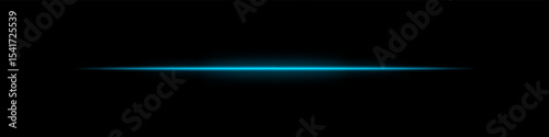 Blue horizontal light beam. Bright laser stripe with soft glow and fading edges on dark background. Perfect for sci-fi, transitions, futuristic flares, or abstract light effects.