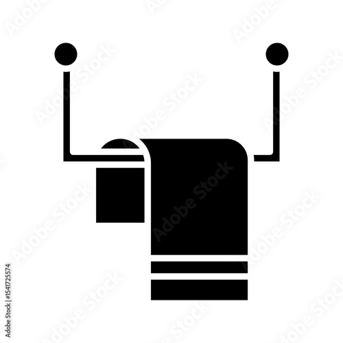 clean bathroom towel on the wall icon on white background