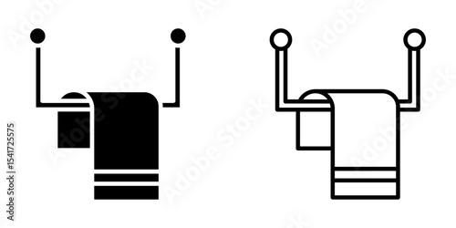 clean bathroom towel on the wall icon on white background