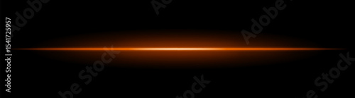 Horizontal light beam with soft radial glow on black background. Sleek minimal flare ideal for sci-fi transitions, modern lighting effects, or cinematic glow overlays.
