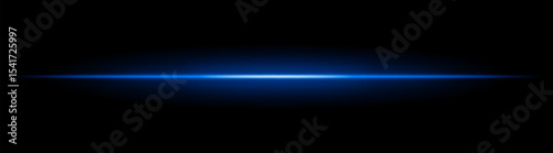 Horizontal light beam with soft radial glow on black background. Sleek minimal flare ideal for sci-fi transitions, modern lighting effects, or cinematic glow overlays.