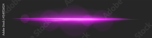 Horizontal light beam with intense glow and lens flare circles on black background. Ideal for cinematic transitions, sci-fi UI effects, or dramatic glowing overlays.