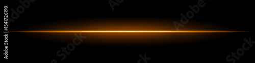 Golden horizontal light beam. Sharp glowing laser line with radiant fade on both sides over dark background. Great for sci-fi, energy visuals, light effects, or futuristic transitions.