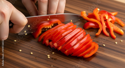Precisely Slicing Red Bell Peppers A Culinary Guide to Perfect Julienne Cuts