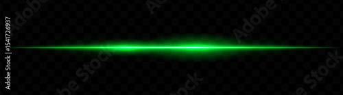 Green horizontal light beam with dual bright glows and soft blur on transparent background. Futuristic energy stripe ideal for sci-fi visuals, HUDs, or glowing tech overlays.