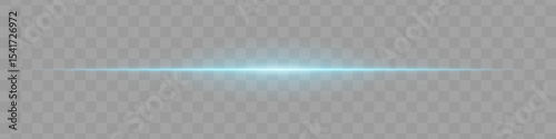 Neon blue horizontal light beam with soft edges and glowing aura on transparent background. A sleek energy pulse perfect for sci-fi UIs, HUDs, or digital light transitions.