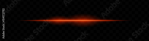Orange horizontal light beam with glowing core and smooth blur edges on transparent background. Ideal for sci-fi transitions, laser HUD elements, or futuristic glow effects.