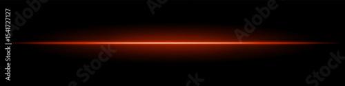 Red horizontal light beam. Sharp glowing laser line with radiant fade on both sides over dark background. Great for sci-fi, energy visuals, light effects, or futuristic transitions.