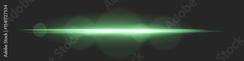 Horizontal light beam with intense glow and lens flare circles on black background. Ideal for cinematic transitions, sci-fi UI effects, or dramatic glowing overlays.
