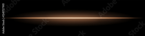 Golden horizontal light beam. Sharp glowing laser line with radiant fade on both sides over dark background. Great for sci-fi, energy visuals, light effects, or futuristic transitions.