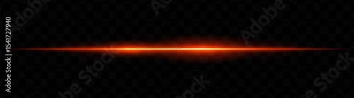 Orange horizontal light beam with dual bright glows and soft blur on transparent background. Futuristic energy stripe ideal for sci-fi visuals, HUDs, or glowing tech overlays.