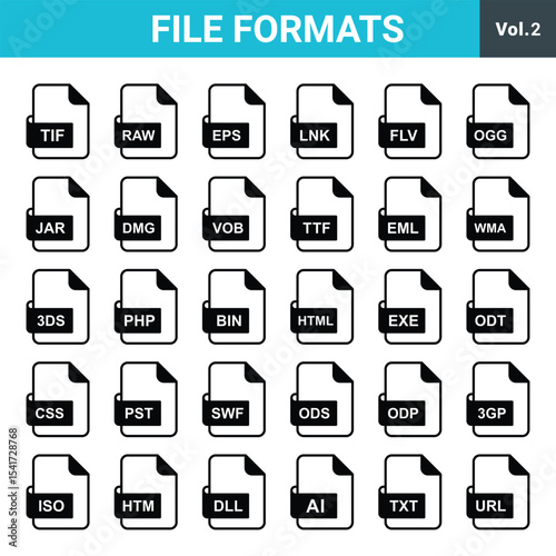 File Formats icon set use for any project.