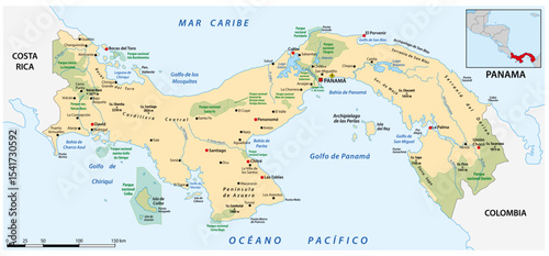 Map of the Central American state of Panama