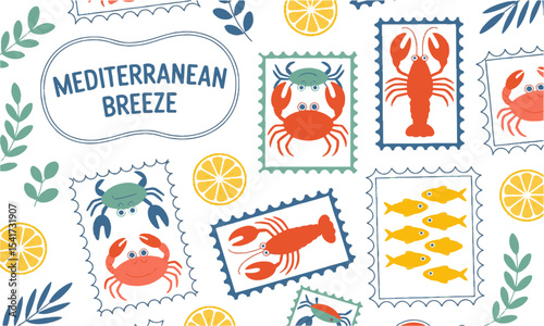 A seamless modern vector pattern inspired by Mediterranean or coastal motifs, easily editable and scalable.