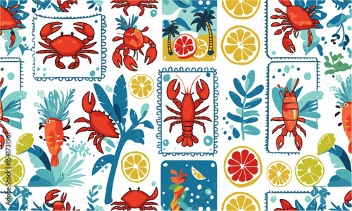 A seamless modern vector pattern inspired by Mediterranean or coastal motifs, easily editable and scalable.