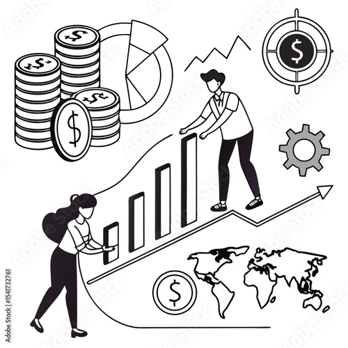 Financial Growth and Global Business Success Achieving Investment Goals with Teamwork and Strategic Planning Leading to Profitable Outcomes